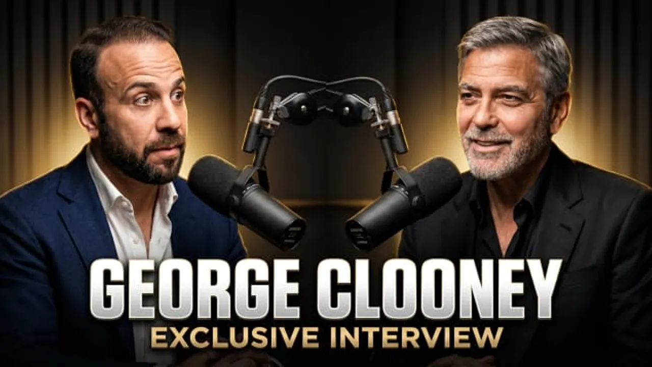 Podcast YouTube thumbnail generator — George Clooney exclusive interview thumbnail — AI thumbnail maker for podcast and interview channels | ThumPure